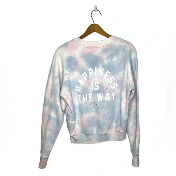 SPIRITUAL GANGSTER Happiness Is The Way Tie Dye Watercolor Crewneck Sweatshirt - Picture 5 of 15